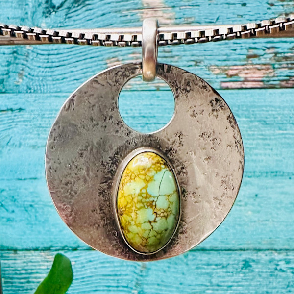 "Desert Wind Pendant" - unisex pendant on long venetian box chain by shasta brooks studio