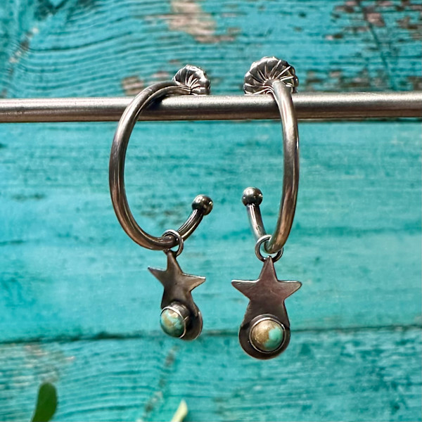"Stardrop Hoop Earrings" - Kingman turquoise in sterling 1/2 by shasta brooks studio