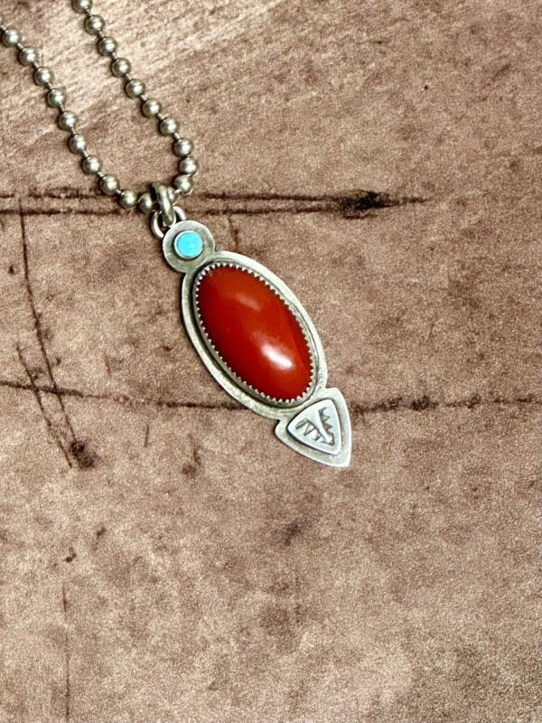 "Western Venus Necklace" with Italian Coral and Turquoise by Shasta Brooks