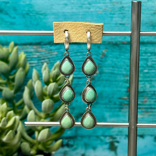 ''Dewdrop Tiered Turquoise Earrings" - Minty Green Kingman Turquoise and Sterling Silver by shasta brooks studio