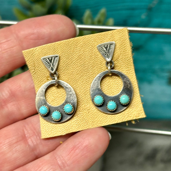 "Dolly Disc Earrings" - Kingman turquoise set in sterling silver by shasta brooks studio