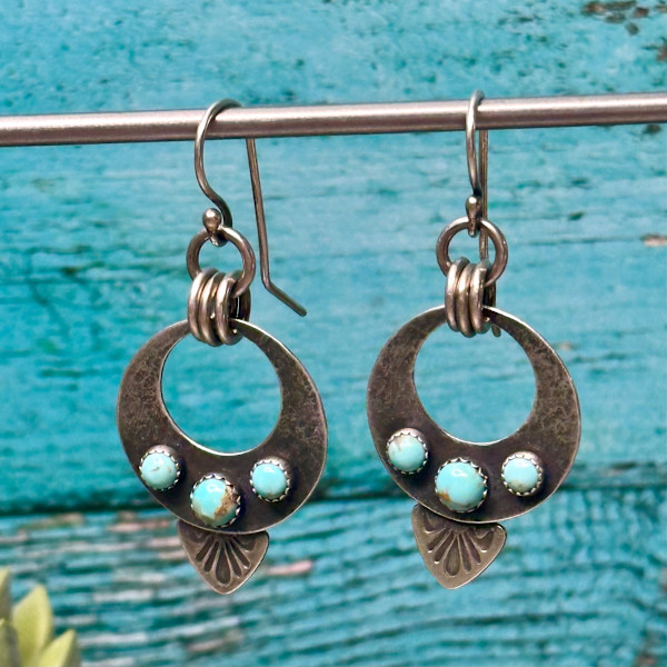 "Outlaw Earrings" - Oxidized Sterling Silver and Kingman Turquoise on Handmade French Wires by shasta brooks studio