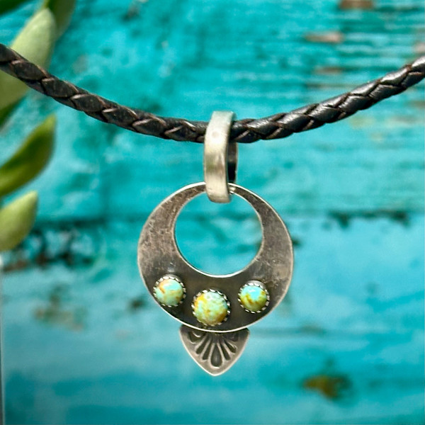 "Outlaw Unisex Pendant with Solo Bail" on Braided Leather Choker by shasta brooks studio