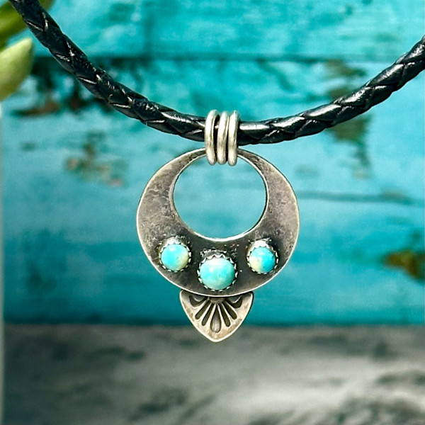 "Outlaw Unisex Pendant with Triple Bail" on Braided Leather Choker by shasta brooks studio
