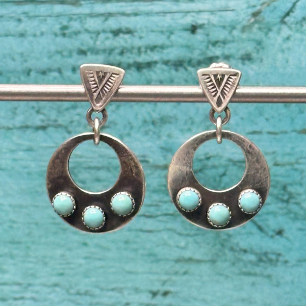 "Dolly Disc Earrings" - Kingman turquoise set in sterling silver by shasta brooks studio, Image 1.