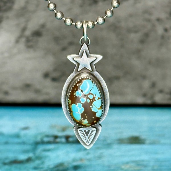 "Luu Pendant" - Sterling Silver and Natural Thunderbird Turquoise by Shasta Brooks