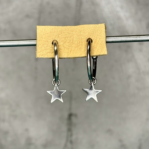 "Luu Star Hoop Earrings" - Oxidized Sterling Silver by Shasta Brooks