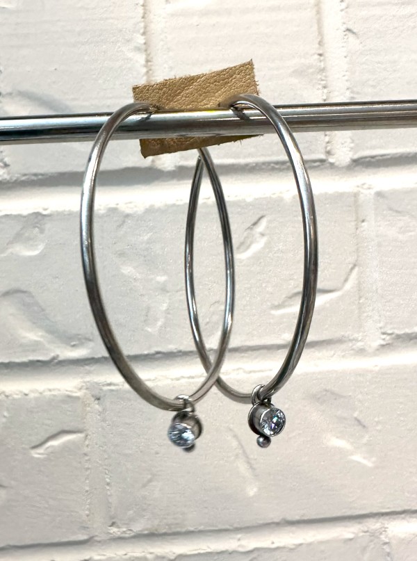 "Rock Star Infinity Hoop Earrings" - Sterling Silver and Cubic Zirconia Earrings 1 of 2 by Shasta Brooks