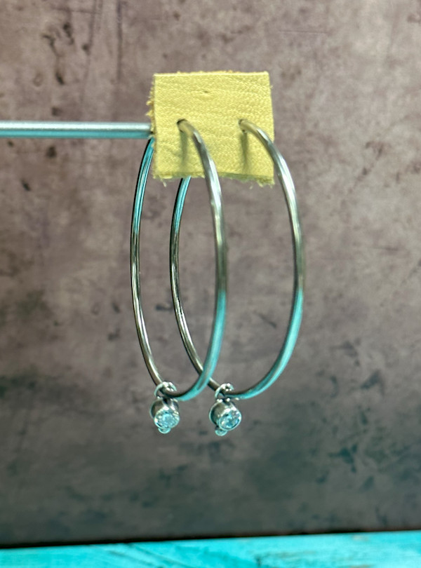 "Rock Star Infinity Hoop Earrings" - Sterling Silver and Cubic Zirconia Earrings by shasta brooks studio