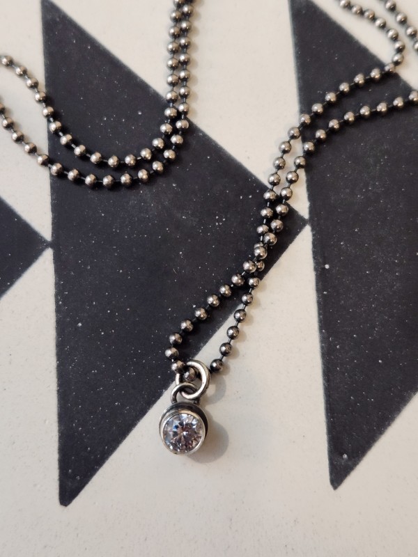 "I Woke Up Like This Layering Necklace" - CZ Pendant on 24" baby bead ball chain (1.2mm) - Preorder by Shasta Brooks
