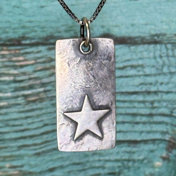 Star Dog Tag Style Pendant on Extra Long 34" Venetian Chain by Shasta Brooks