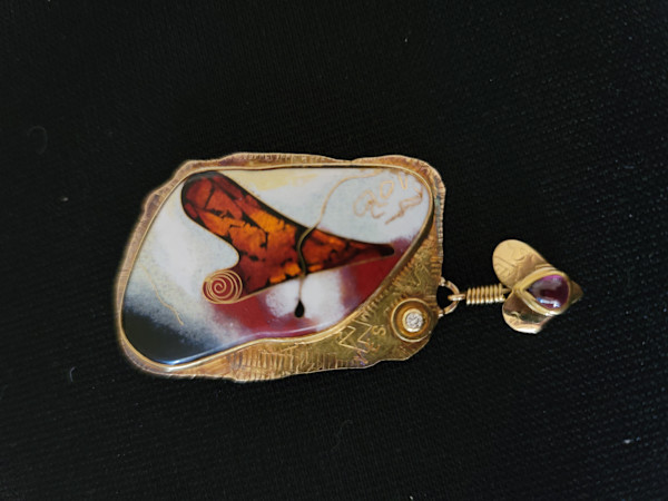 Cloisonne Heart brooch by Colette Denton, Image 1.