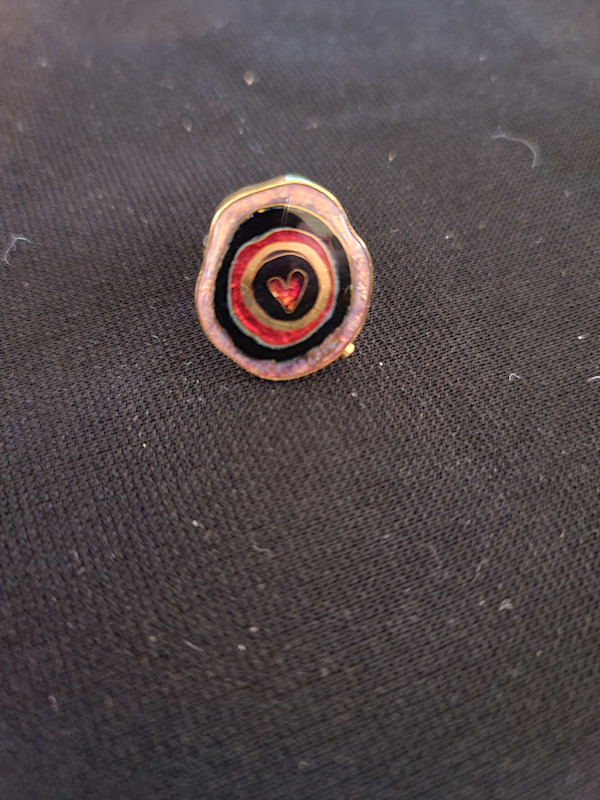 Cloisonne Ring  - Heart Bullseye by Colette Denton, Image 1.