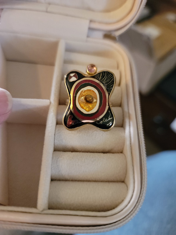 Cloisonne Ring  - Butterfly Bullseye by Colette Denton, Image 2.