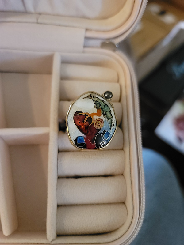 Cloisonne Ring  - Raven Heart by Colette Denton, Image 3.