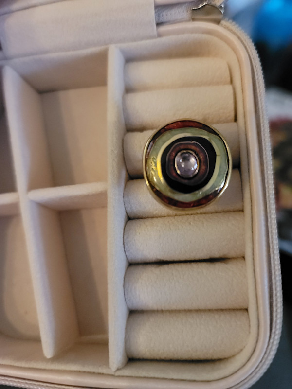 Cloisonne Ring  - Bullseye w/ semi precious stone by Colette Denton, Image 2.