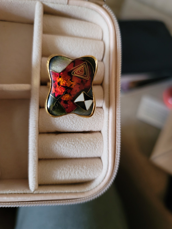 Cloisonne Ring  - Red Butterfly by Colette Denton, Image 2.