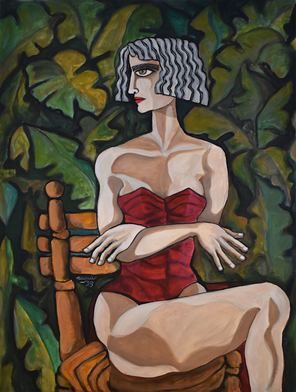 The woman in the garden by Nagui Achamallah