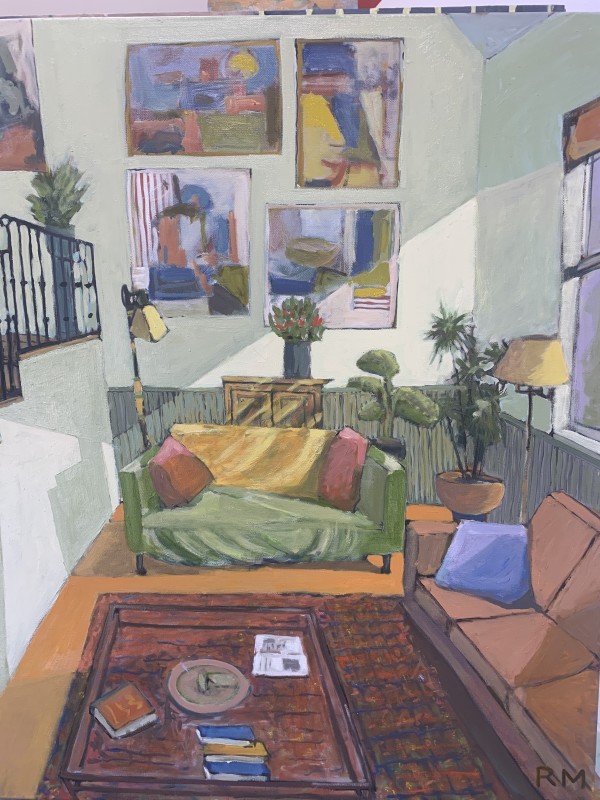 Green Couch with Yellow Blanket by Roger McErlane