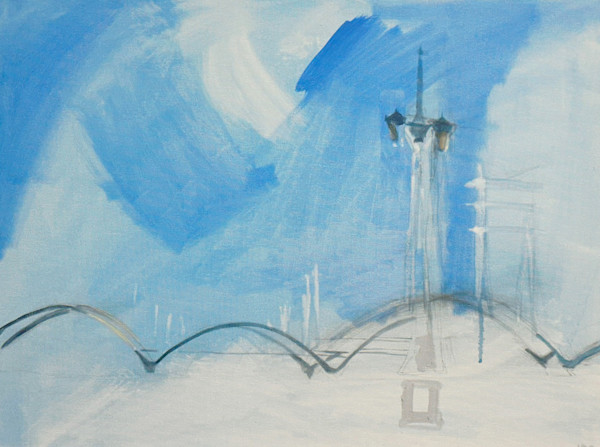 Blue Spittle (Sixth Street Viaduct, Looking South from the Fourth Street Bridge) by Jackie Goldberg, Image 1.