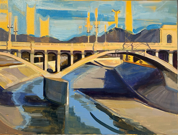 (Yellow) First Street Bridge Looking North by Jackie Goldberg