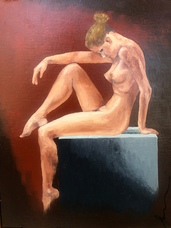 Nude Sitting on Block by Laurence Barbera