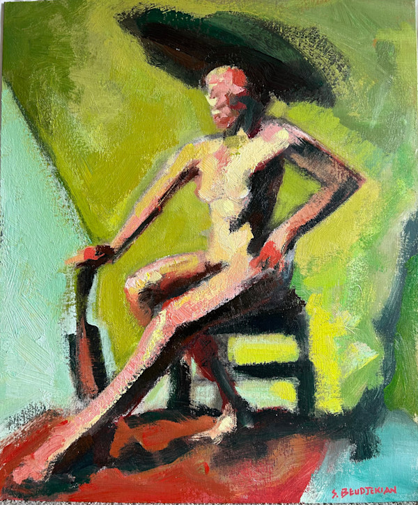 SEATED POSE OF A LADY with a HAT #2 by Shant Beudjekian, Image 1.
