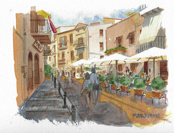 Outdoor Cafe', Cefalu' by Ernie Marjoram