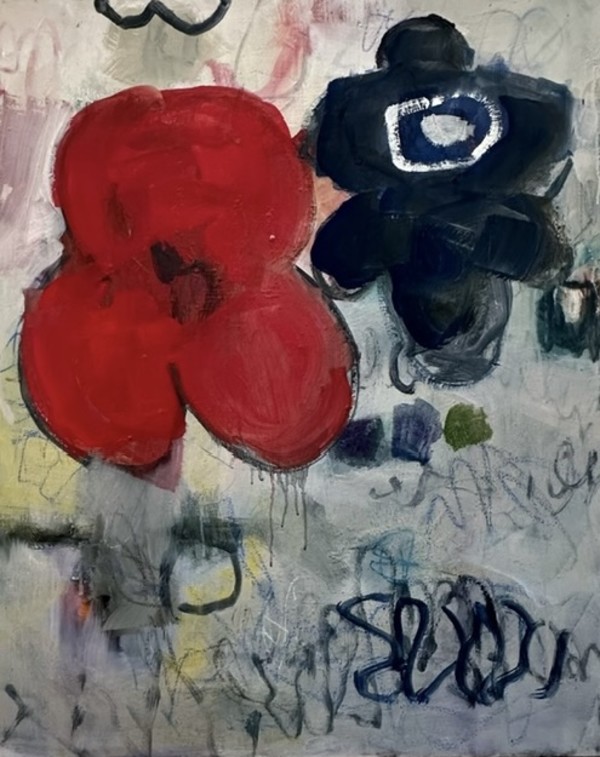 RED AND BLUE POPPIES by Judy Zimbert
