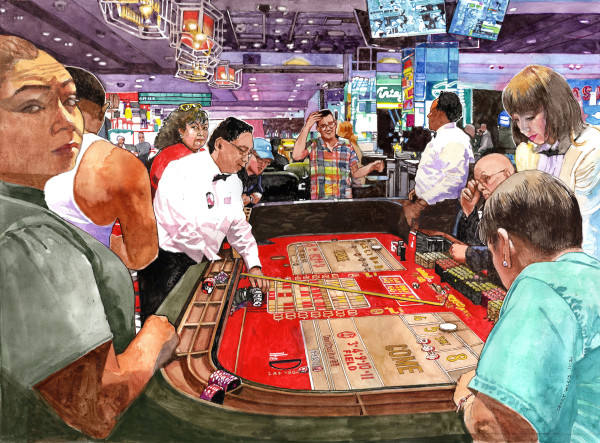Craps at the D, Downtown Las Vegas by Cecily Willis