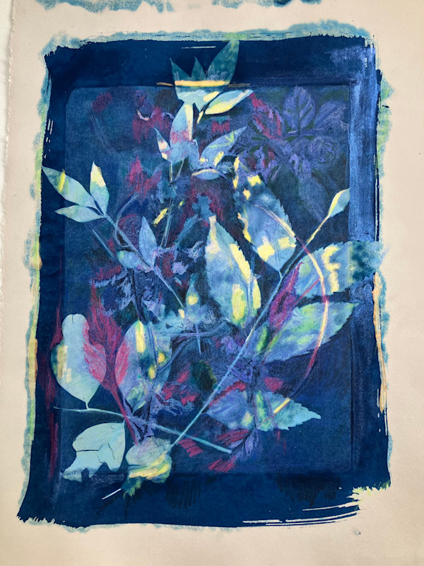 Yellow Pink Blue Swirl by Rhonda Burton