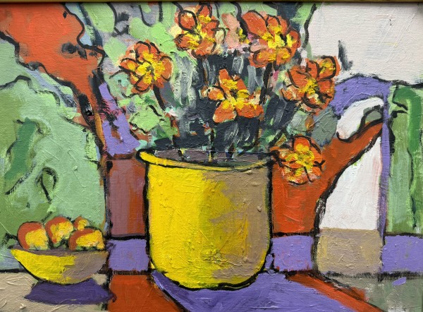Yellow Bowl with flowers by Roger McErlane