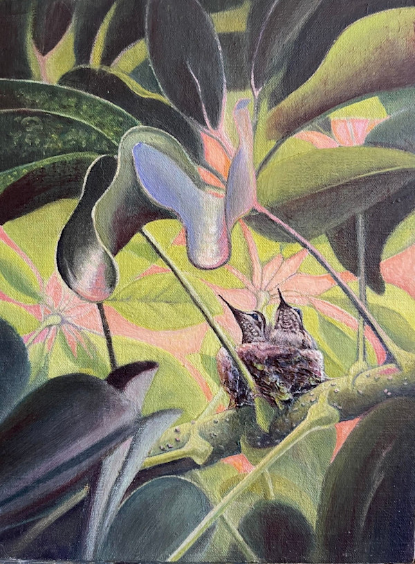 Baby Hummingbirds (Patrice Begovich) by Collymore Oil Painters Atelier