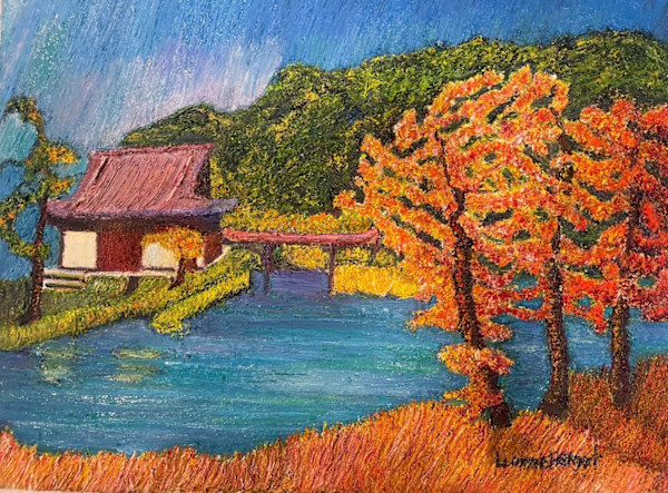 Temple at Water’s Edge, Kyoto (Leanne Hergert) by Collymore Oil Painters Atelier