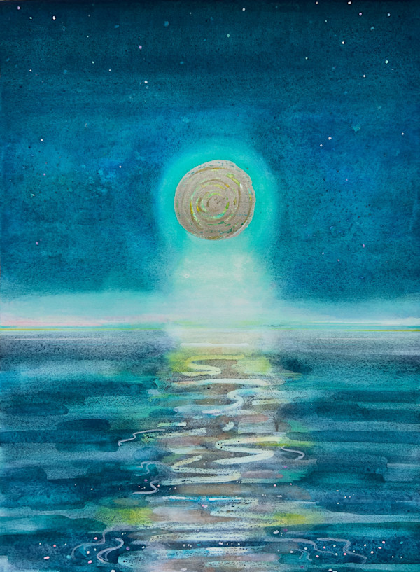 Gold Moonset by Laura Ball
