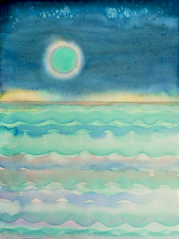 Green Moonset 3 by Laura Ball