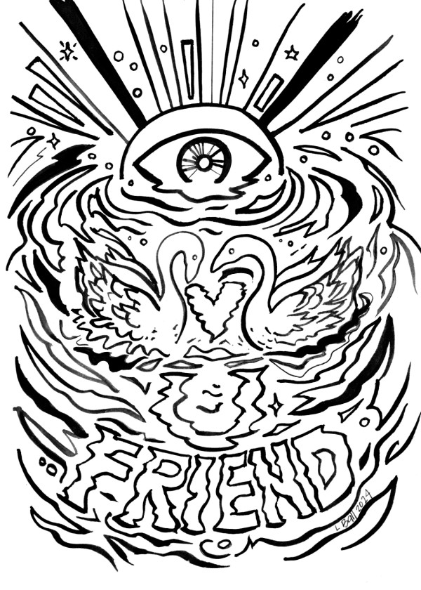 Eye Heart U Friend swans by Laura Ball