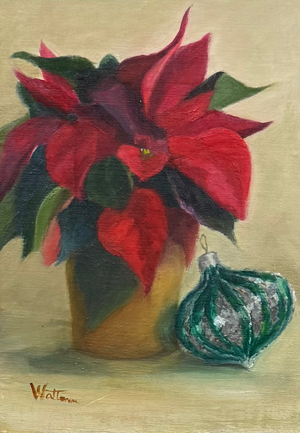 Poinsettia with Green Ornament by Pat Wattam