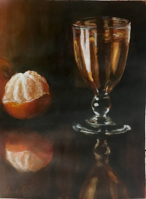 Lasi viiniä ja mandariini by Anne Engholm