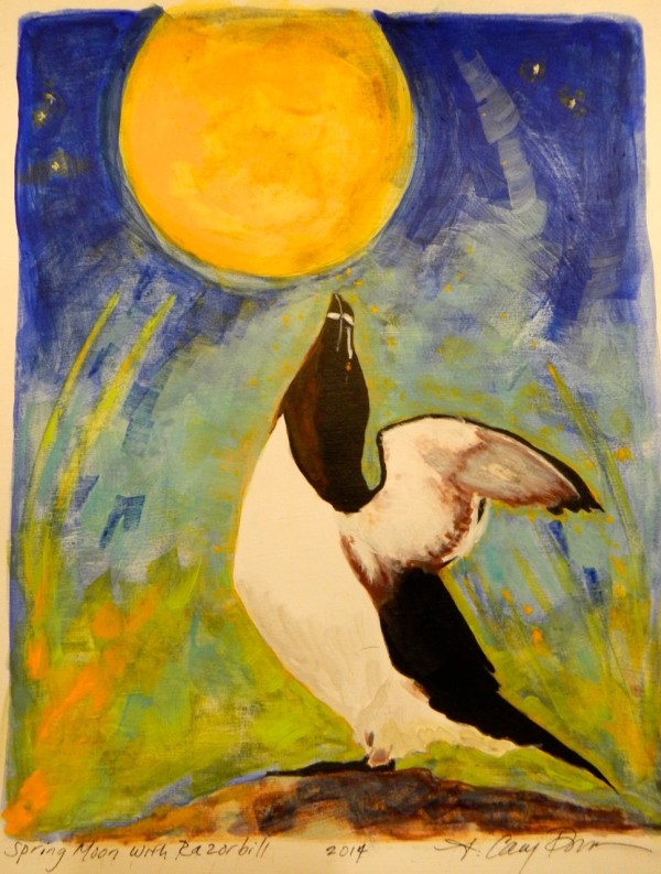 Spring Moon with Razorbill by Cary Brown