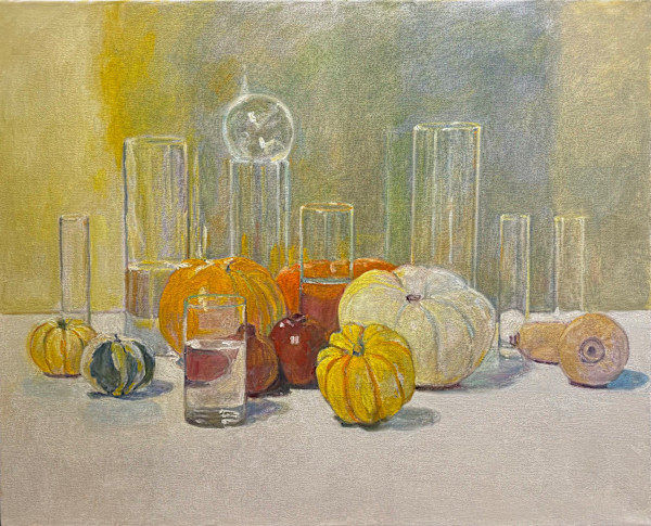 Near-Cubist  Squash, Gourds, Pomegranates by David Summers, Image 1.