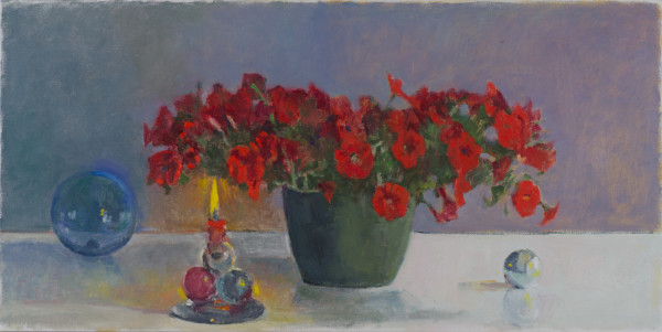 Petunias, Candle, by David Summers
