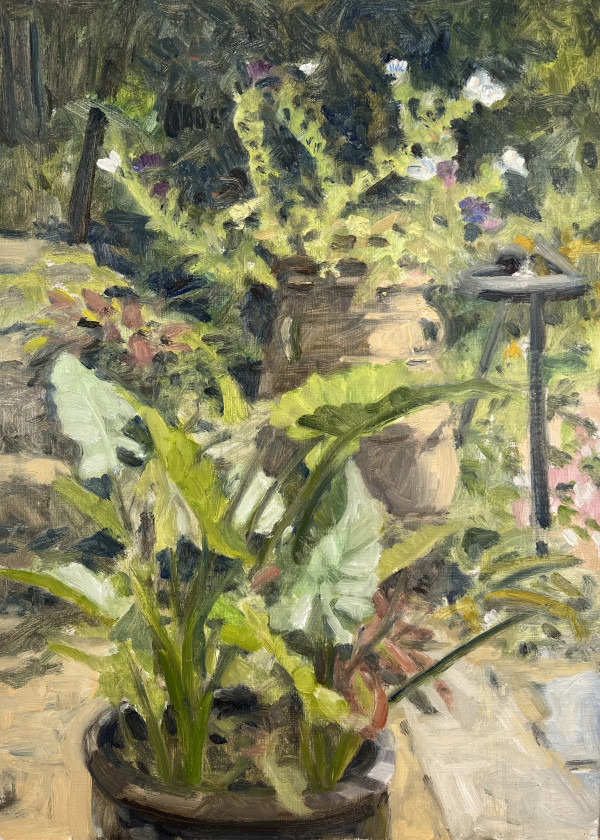 Pot with Petunias by Richard Crozier