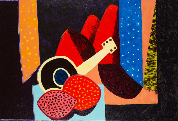 Still Life with Guitar and Mellons by Russ Warren