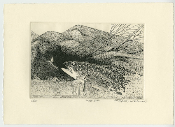 First Dun - etching by Stephen Mutsugoroh DiCerbo, Image 1.