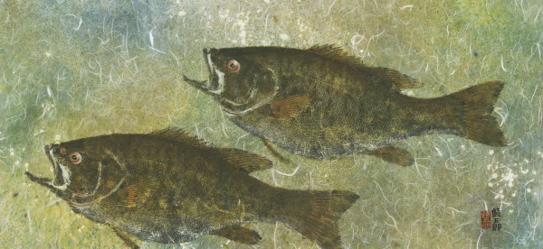 Smallmouth Bass Pair 1 - framed by Stephen Mutsugoroh DiCerbo