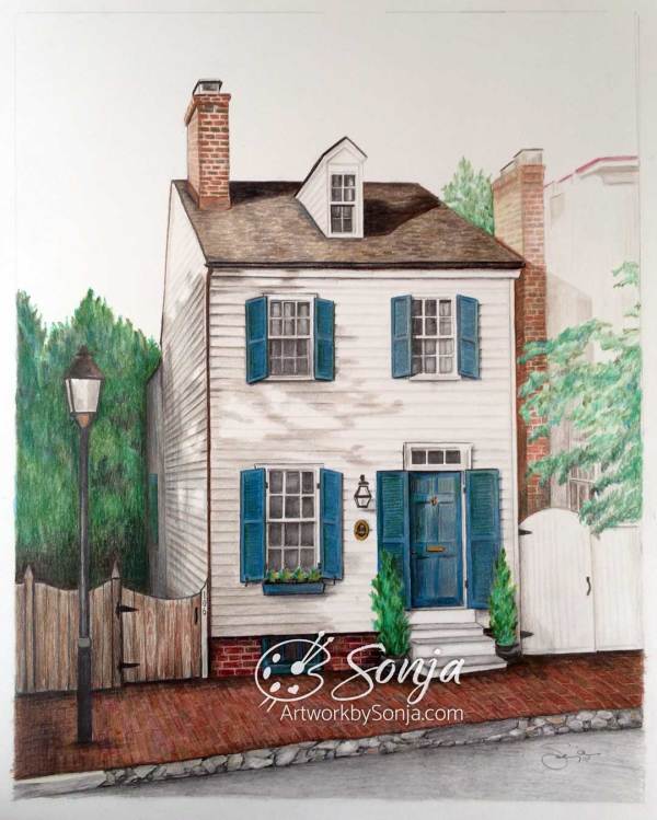 Olde Towne Alexandria, Virginia House Drawing by Sonja Petersen