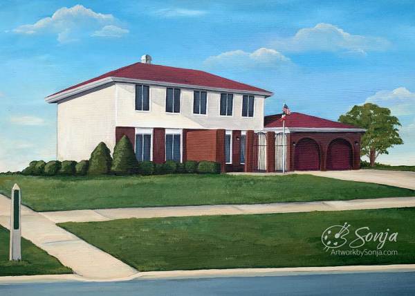 Family House Portrait Painting by Sonja Petersen