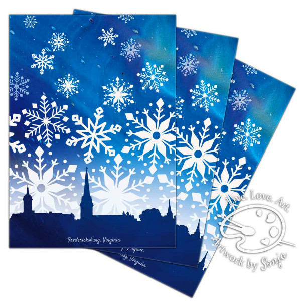 Snow Over Fxbg Greeting Cards by Sonja Petersen