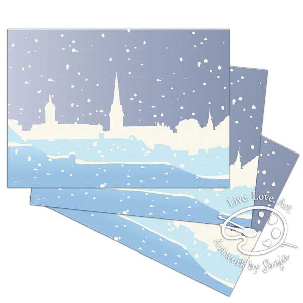 Winter Skyline Fredericksburg  VA Greeting Cards by Sonja Petersen